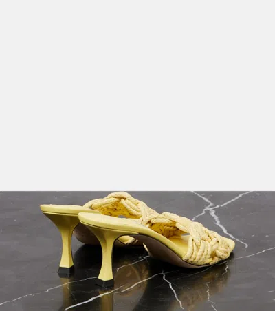 Jimmy Choo Chara 70 Woven Raffia Mules In Yellow