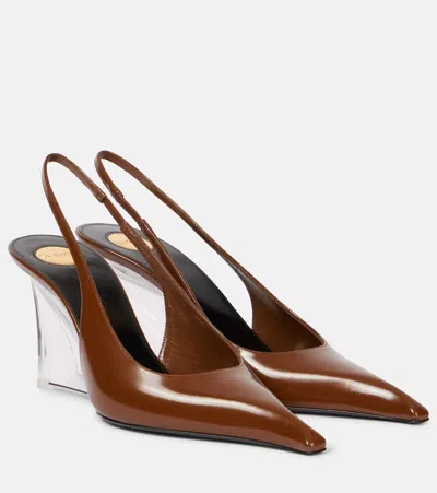 Saint Laurent Zeppe Miller In Pelle Marrone Donna In Brown