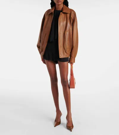 Saint Laurent Zeppe Miller In Pelle Marrone Donna In Brown