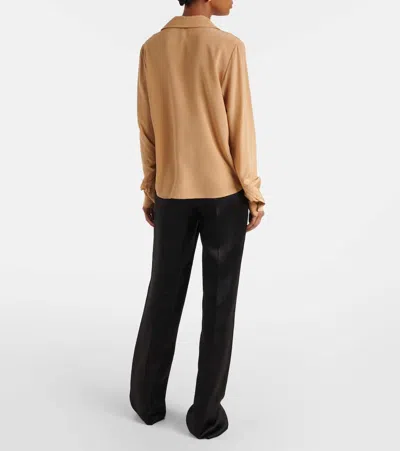 Saint Laurent Silk Crêpe De Chine Blouse In Beige