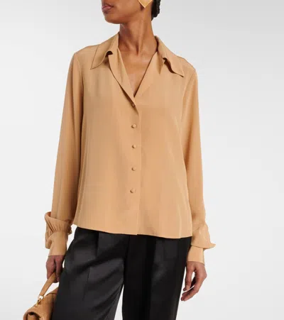 Saint Laurent Silk Crêpe De Chine Blouse In Beige