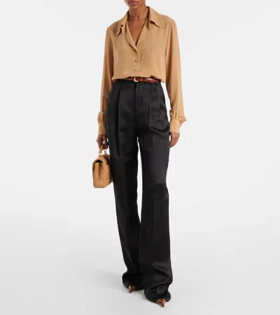 Saint Laurent Silk Crêpe De Chine Blouse In Beige