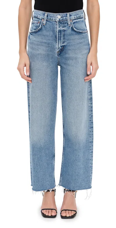 Agolde Light Blue Straight Boyfriend Jeans In Denim