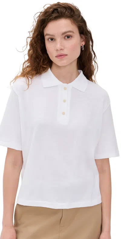 Vince Womens Optic White Easy Short-sleeve Cotton Polo Shirt