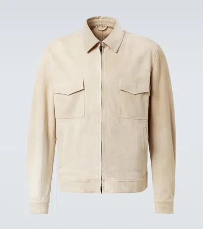 Thom Sweeney Suede Blouson In Beige