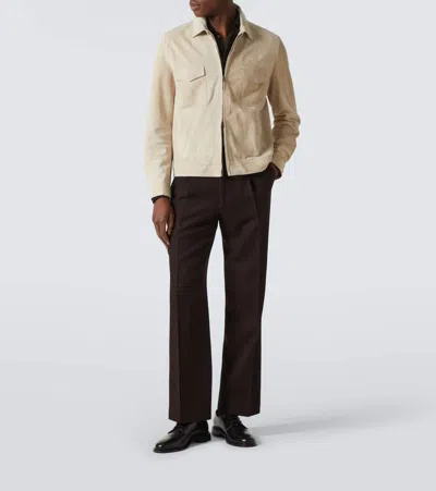 Thom Sweeney Suede Blouson In Beige
