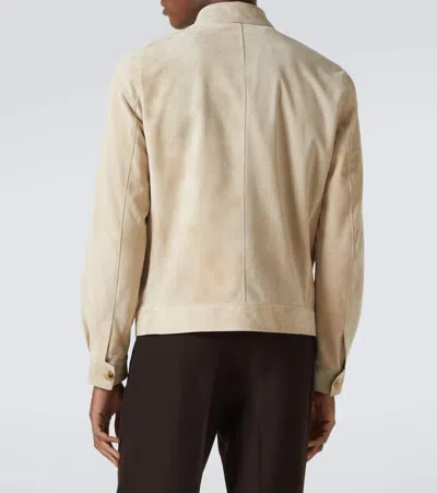 Thom Sweeney Suede Blouson In Beige
