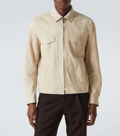 Thom Sweeney Suede Blouson In Beige