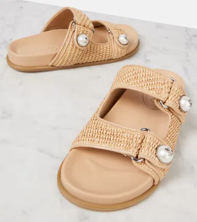 Jimmy Choo Fayence Leather-trimmed Raffia Sandals In Neutral