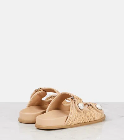 Jimmy Choo Fayence Leather-trimmed Raffia Sandals In Neutral