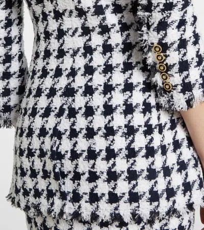 Balmain Long Tweed Houndstooth Blazer In Black