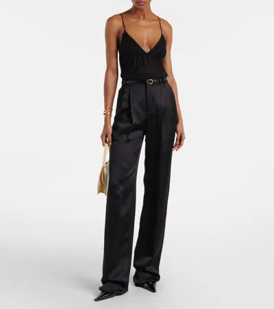 Saint Laurent Silk Georgette Camisole In Black