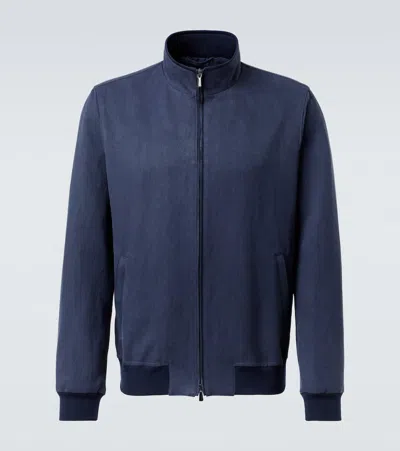 Thom Sweeney Linen Blouson In Blue