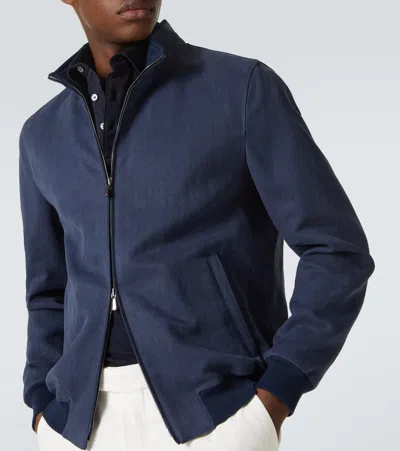 Thom Sweeney Linen Blouson In Blue