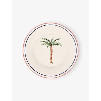 Anna + Nina Multicoloured Palm Tree Earthenware Breakfast Plate In Multicoloured