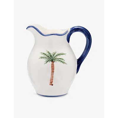 Anna + Nina Multicoloured Palm Tree Earthenware Jug 17.cm In Multicoloured