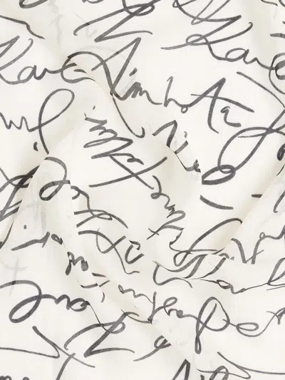 Karl Lagerfeld Cream Scribble Logo Scarf In Black
