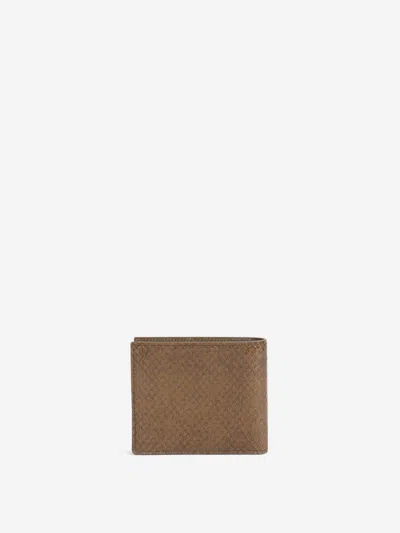 Tom Ford Printed Python Classic Bifold Wallet In Brown
