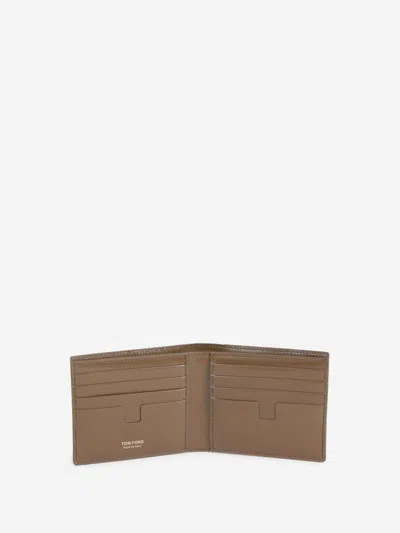 Tom Ford Printed Python Classic Bifold Wallet In Brown