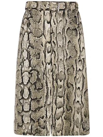 Dries Van Noten Sheraz Skirt With Jacquard Snake Print In Beige