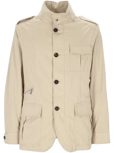 Moorer Multipocketed Brueguel Down Jacket With Extractable Hood In Beige