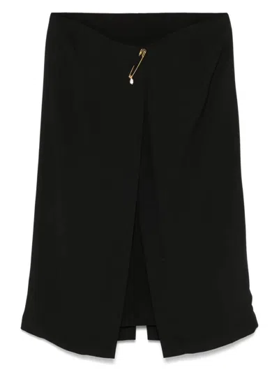 Carven Wrap-effect Embellished Crepe Midi Skirt In Black