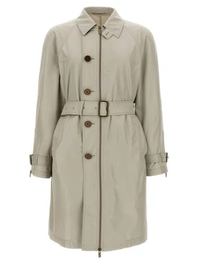 Burberry Car Coat Silk Coats And Trench Coats Gray In Gray