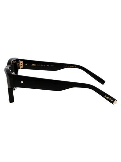 Valentino Women's Black Acetate Sunglasses In Black - White Gold W/dark Green Lenses