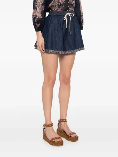 Zimmermann Rhiannon Drawstring Shorts In Blue