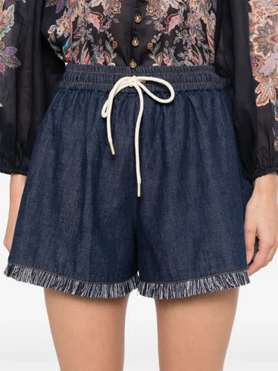 Zimmermann Rhiannon Drawstring Shorts In Blue