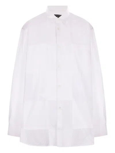 Comme Des Garçons Homme Deux Cotton Shirt W/ Mesh Inserts In White