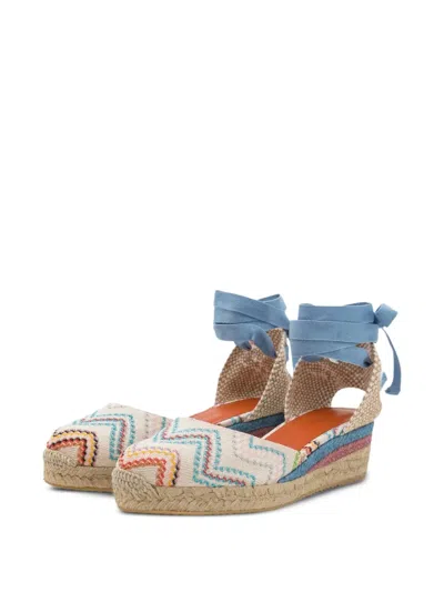 Missoni Eva 30 Zigzag Canvas Wedge Espadrilles In Blue