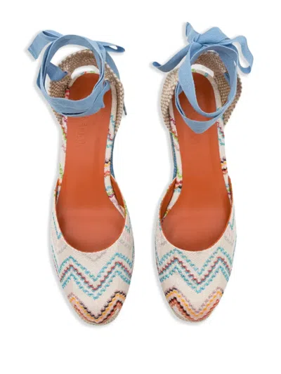 Missoni Eva 30 Zigzag Canvas Wedge Espadrilles In Blue