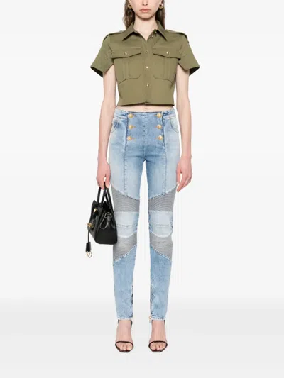 Balmain Jeans In Blue Cotton In Blue