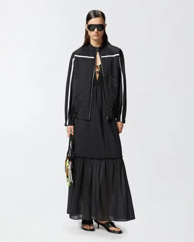 Pinko Bomber En Popeline À Motif Flammes In Nero Limousine