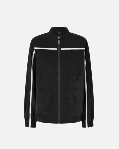 Pinko Bomber En Popeline À Motif Flammes In Nero Limousine
