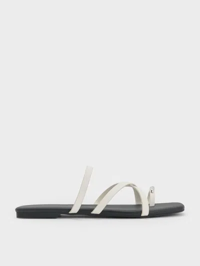 Charles & Keith - Metallic-accent Strappy Toe-ring Sandals In Chalk