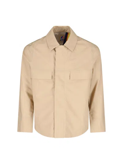 K-way Collared Three-layer Waterproof Jacket In Beige