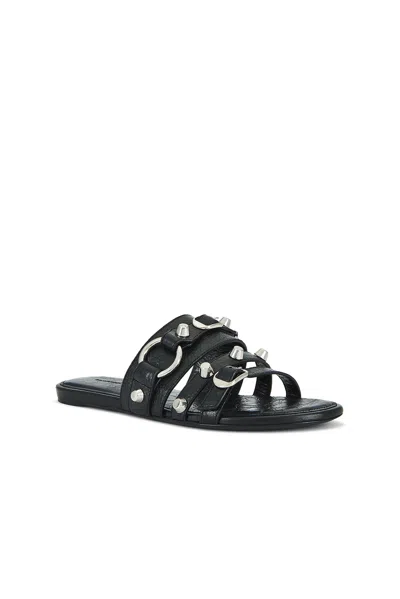 Balenciaga City Flat Sandals In Black