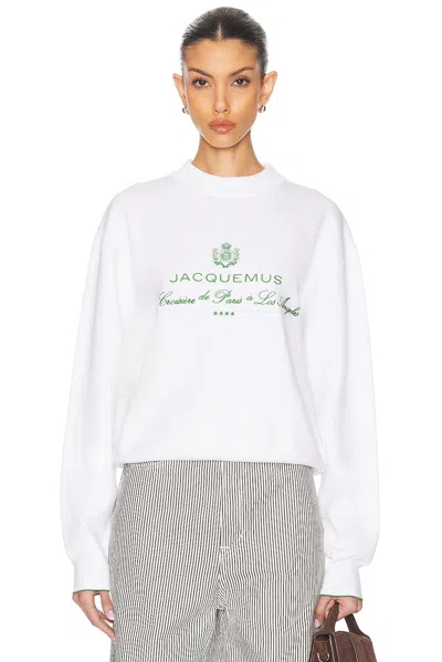 Jacquemus White Sweater With Logo Embroidered On The Front And Short Design In Cotton Woman In White