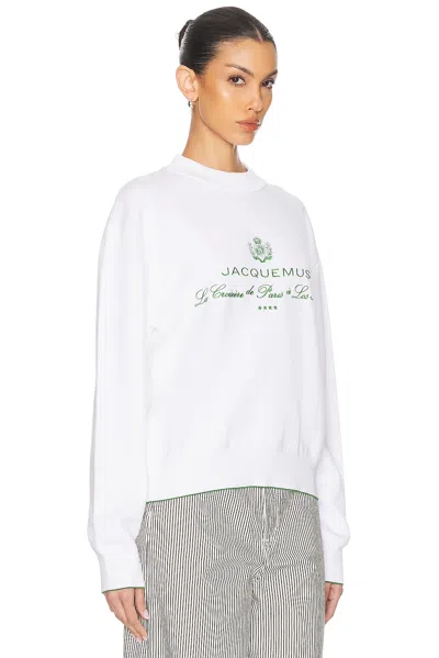 Jacquemus White Sweater With Logo Embroidered On The Front And Short Design In Cotton Woman In White