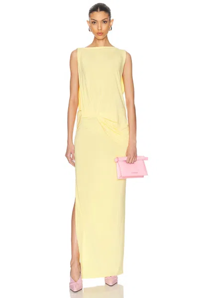 Jacquemus Peplo Stretch-jersey Maxi Dress In Yellow