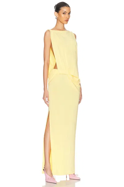 Jacquemus Peplo Stretch-jersey Maxi Dress In Yellow