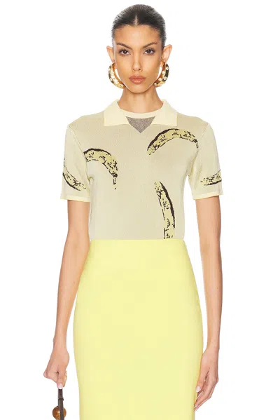 Jacquemus Le Marino V-neck Polo With Playful Banana Print In Yellow