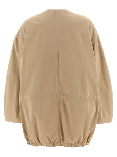 Lemaire Cotton Parka With Drawstring And Elasticated Hem In Beige