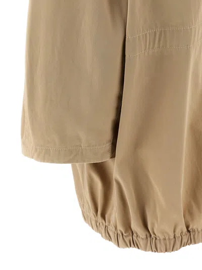 Lemaire Cotton Parka With Drawstring And Elasticated Hem In Beige