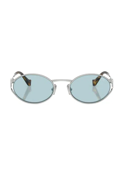 Miu Miu Mu 52ys Metal Oval Sunglasses In Silver