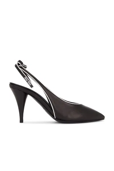 Miu Miu Cone Heel Pointed Toe Pumps In Nero & Bianco