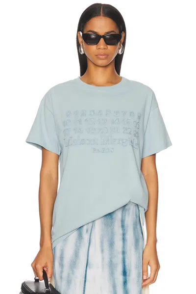Maison Margiela Logo Print Cotton T Shirt In Blue