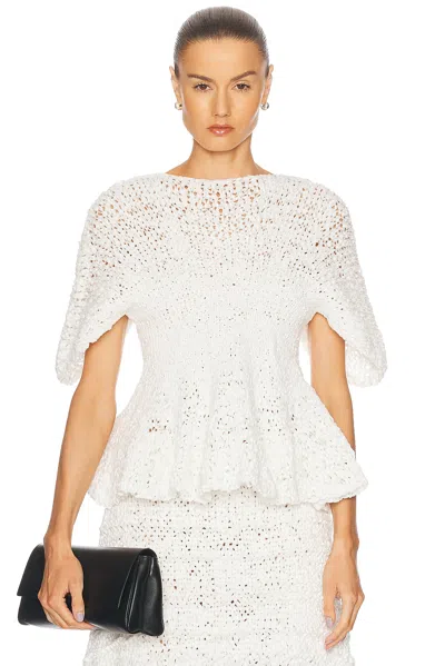 Khaite Mathilde Peplum Batwing Cotton Top In Glaze